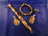 Sterling Silver and Tiger Eye Jewelry Suite