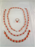 14k/18k Gold Coral Bracelet, Ring and Necklace Jewelry Group