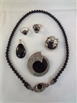 Sterling Silver Art Deco Onyx Jewelry Suite