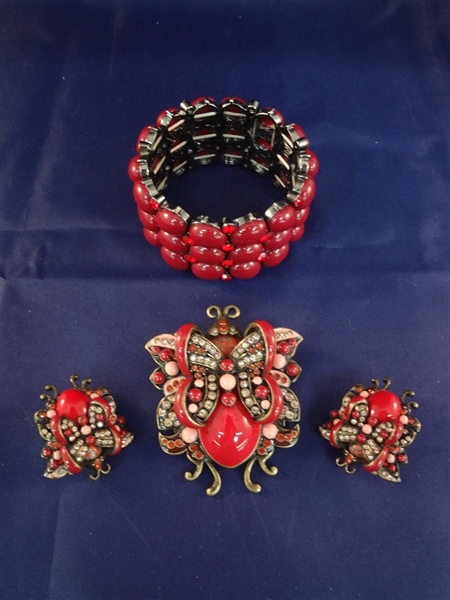 Joan Rivers Brooch and Earring, Bracelet Set Butterfly
