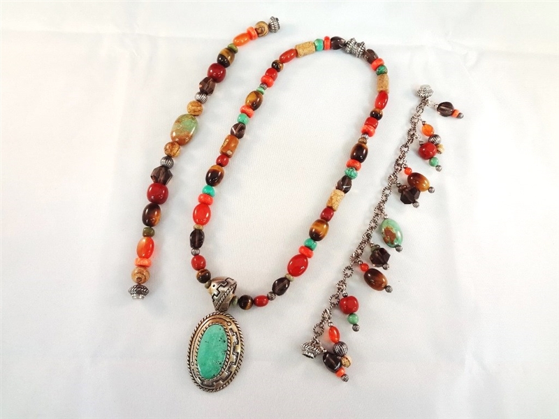 Carolyn Pollack Sterling Silver and Multi Colored Stone Jewelry Group