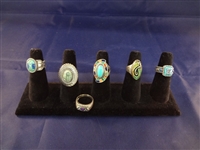 Carolyn Pollack Sterling Silver (6) Rings: Enameled with Turquoise and others