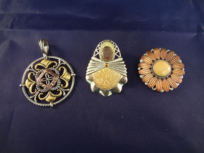 Carolyn Pollack Sterling Silver (3) Pendants in Brass and Silver