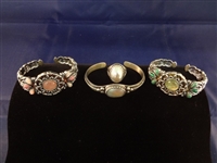 Carolyn Pollack Sterling Silver (3) Cuff Bracelets, (1) Ring