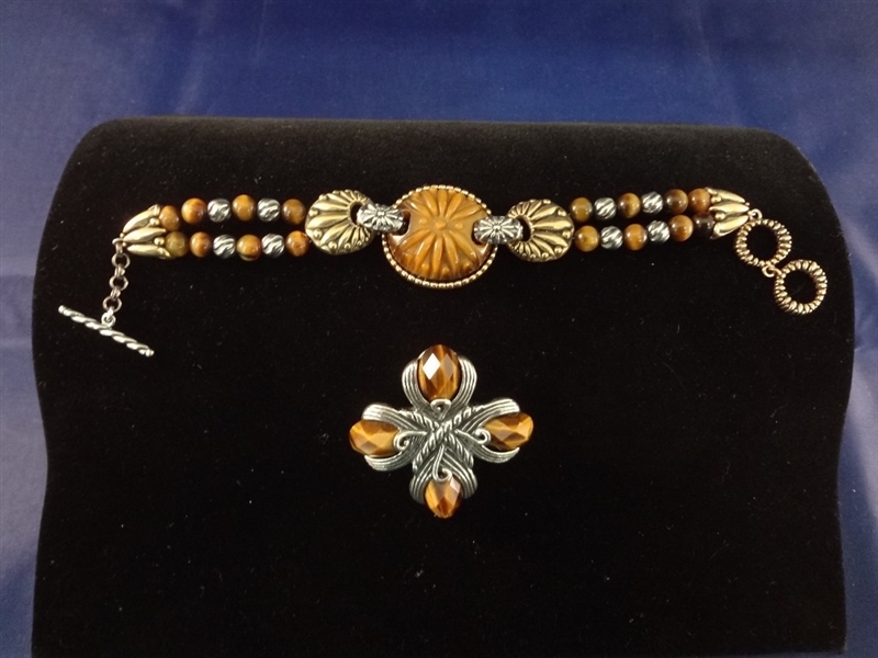 Carolyn Pollack Matching Bracelet and Pendant/Brooch Set