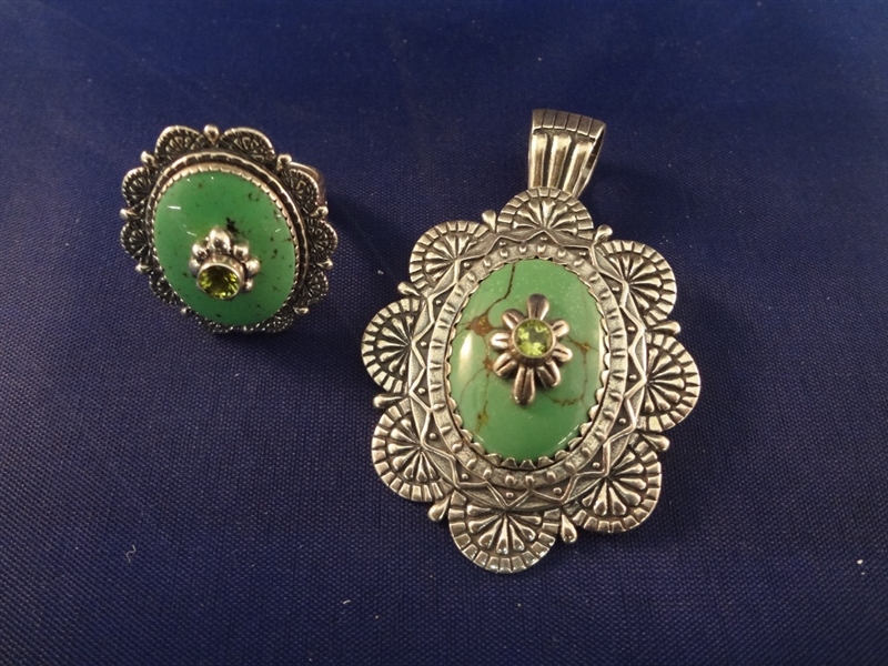 Carolyn Pollack Sterling Silver Sleeping Beauty Pendant and Ring Set