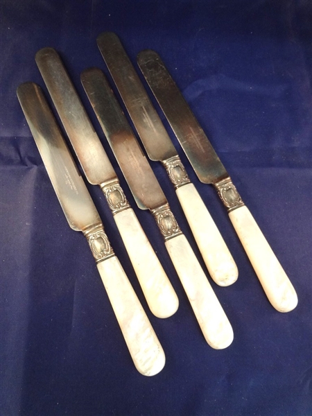 Sterling Silver Meriden Mother of Pearl Butter Knives