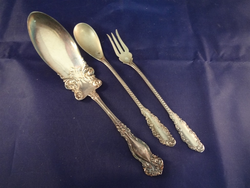 Sterling Silver Serving Pieces: Serving Spoon Rogers, 2 others