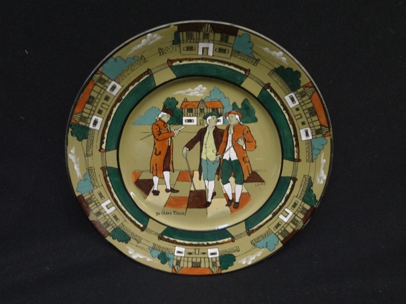 Buffalo Pottery Deldare Ware Charger Plate: "Ye Olden Times" L. Anna
