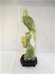 Celadon Jade Carved Bird of Paradise 10" Tall