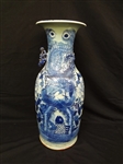 Ching Dynasty Oversize Chinese 2 Handle Blue and White Vase