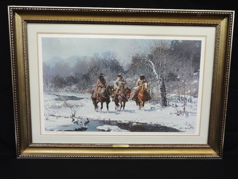 Melvin Warren Artist Proof "Cold Day in the North Bosque" Signed Lithograph