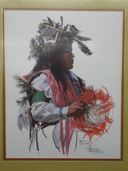 Bettina Steinke Artist Proof Lithograph AP/9 Native American Portrait