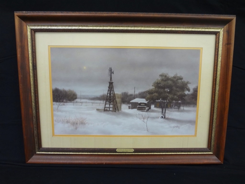 Martin Grelle Lithograph "Winter in Mills County" Matted and Framed