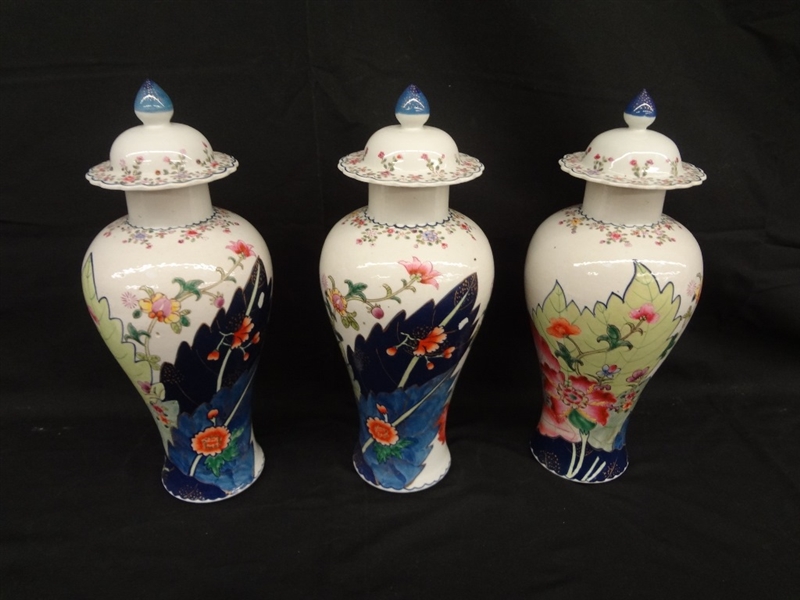 Three Imari Lidded Chinese Vases