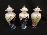 Three Imari Lidded Chinese Vases