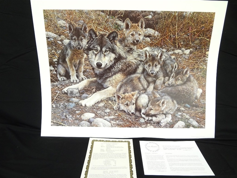 Carl Brenders "Den Mother Wolf Family" Signed Lithograph