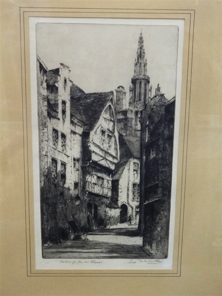 Louis Whirter (Scottish 1873-1932) Original Etching "Antwerp" Matted and Framed