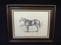 Cynthia R. Tribble Original Charcoal Drawing Horse Matted and Framed