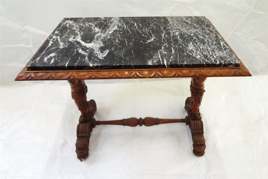 Art Nouveau Style Marble Top Side Table 