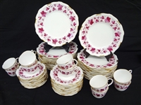 Royal Crown Derby Maple Leaf Maroon China Service Set for 12