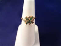 14K Gold Emerald and Diamond Ring Size 5.25