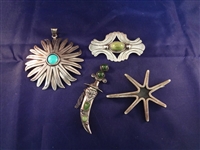Mexican Taxco Sterling Silver Brooches (4)
