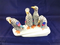 Herend Hungary Porcelain "Penguins on Ice Fishnet" Figurine