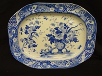 Oversize Blue and White Oval Platter 21.5 x 16.75
