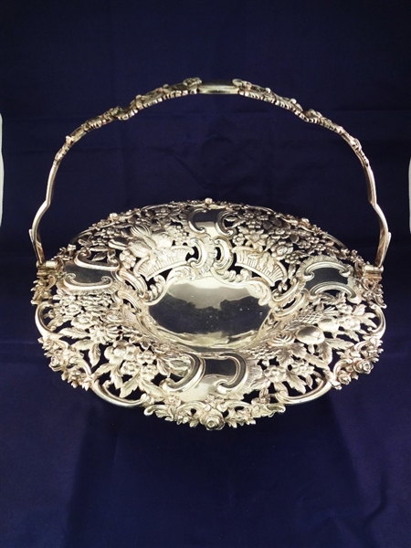 1785 John Edward Terry and Co. Sterling Silver Ornate Presentation Handled Cake Basket