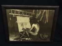 George DeForest Brush Photogravure "Indian Weaving" Matted and Framed