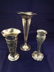 (3) Sterling Silver Reticulated Trumpet Vases
