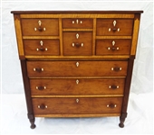 Early 20th Century 9 Drawer Dresser Bone Inlay Accent