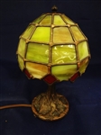 The Christiansens Lamp Co. Leaded Glass Shade Tree Bronze Base Signed