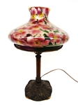 Bradley and Hubbard Signed Table Lamp with Glass Floral Shade