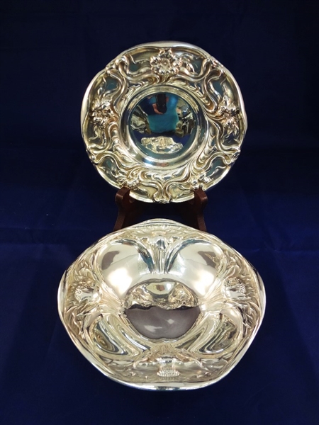 Sterling Silver Art Nouveau Repousse Bowls: Mauser Co. 