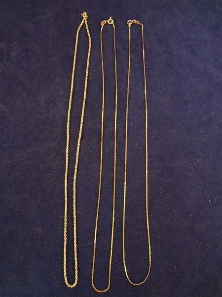 (3) 14k Gold Necklaces all 18" in Length 5.2 grams