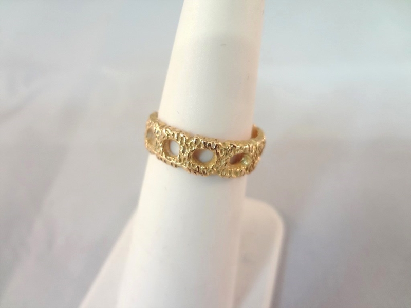 18k Yellow Gold Nugget Ring Size 5.25