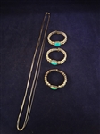 Carolyn Pollack Sterling Liquid Silver and 3 Flexible Turquoise Cuff Bracelets