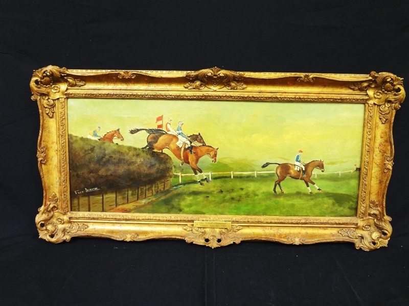 Fred Laughton Original Oil Painting Steeplechase "The Grand National"