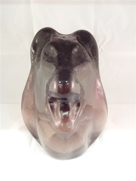 Kevin Lockau "Black Dogs Head" Glass Sculpture