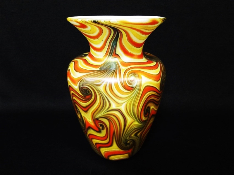 Durand Art Glass Flared Top Vase "King Tut" Pattern 