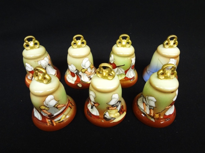 Royal Bayreuth Sunbonnet Babies Set of 7 Bells Numbered 977/1500