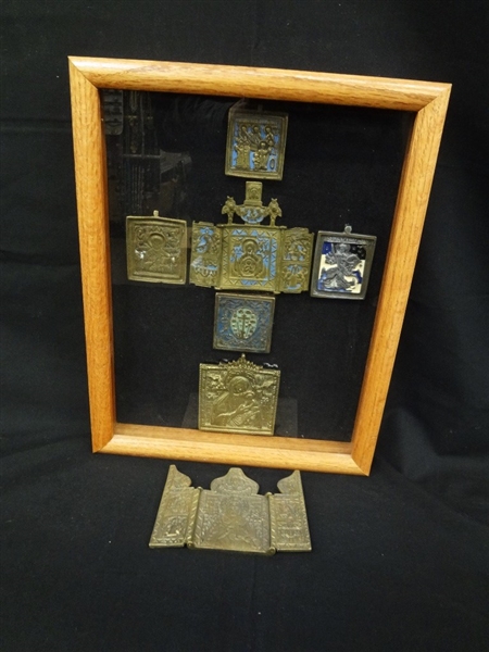 Early 19th Century Traveling Religious Icons in Shadow Box