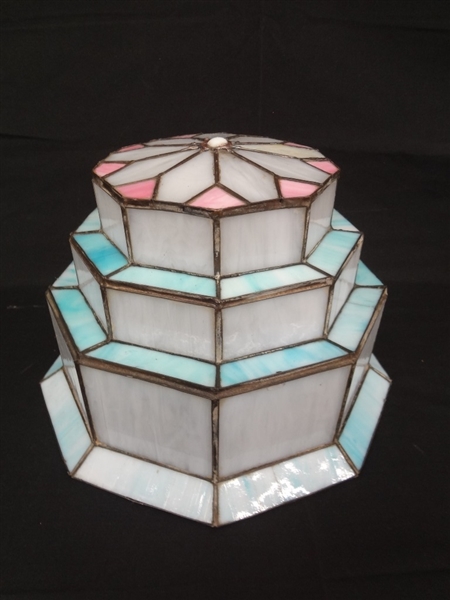 Art Deco Style Slag Glass Tiered Lamp Shade