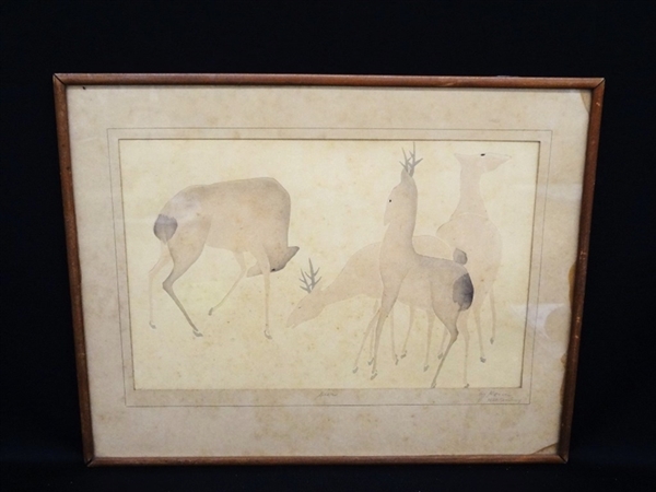 Attributed to Ogata Korin Woodblock "Deer"