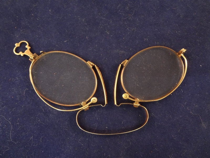 Lot Detail 14k Gold Pince Nez Folding Reading Glasses 5945