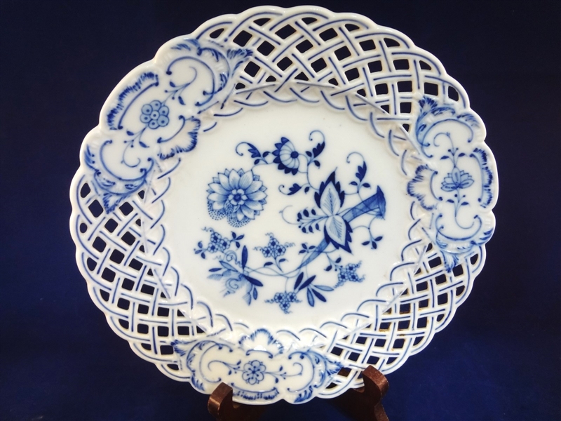 Meissen Reticulated Blue Onion Plate
