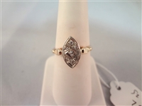 14k Gold Diamond Ring, Marquis Style Setting