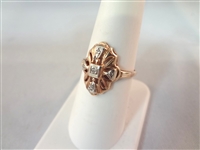 14k Gold Diamond Ring Art Nouveau Style